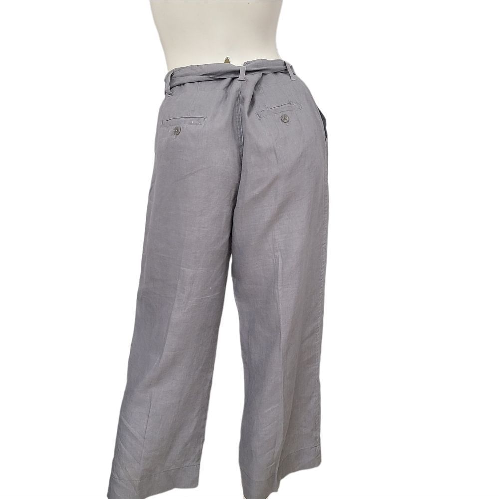 St. Tropez Gray Wide Leg Linen Capri Pants size 10 - Picture 5 of 9